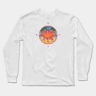 Windrose with Blue Crab and the Beach Long Sleeve T-Shirt